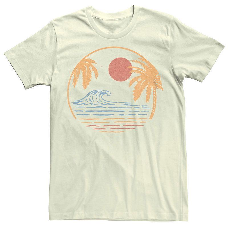 Men's Beach Palm Trees Wave Circle Graphic Tee,  Product Image