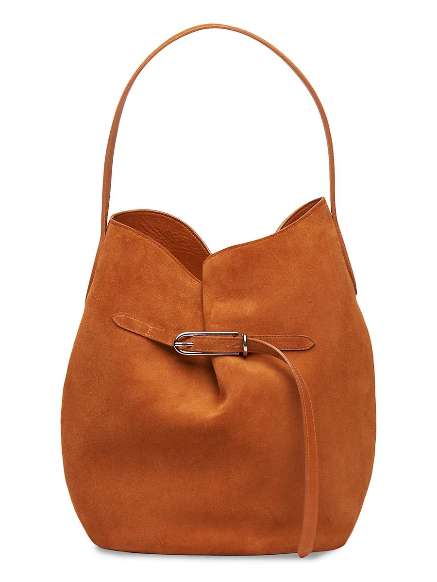 Womens Belted Suede Bucket Bag Product Image
