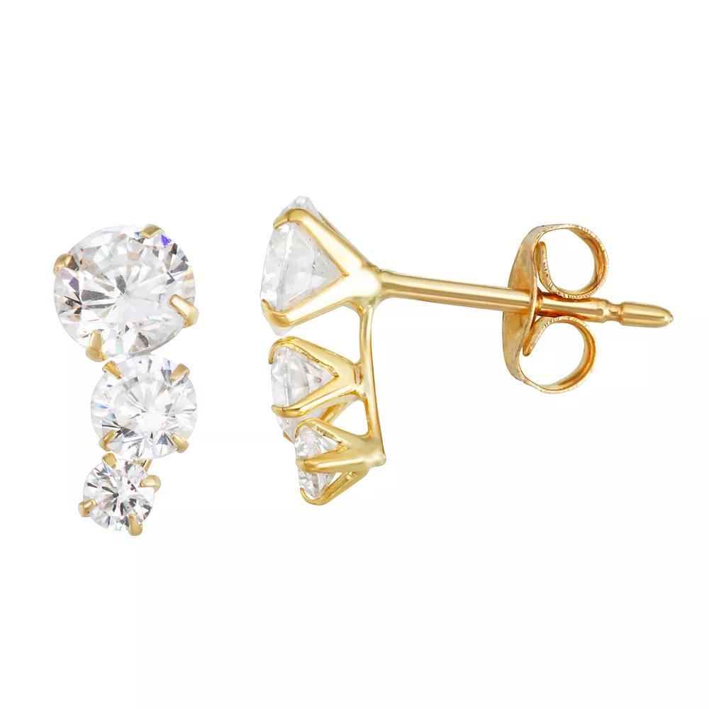 Taylor Grace 10k Gold Cubic Zirconia Crawler Stud Earrings, Women's Product Image