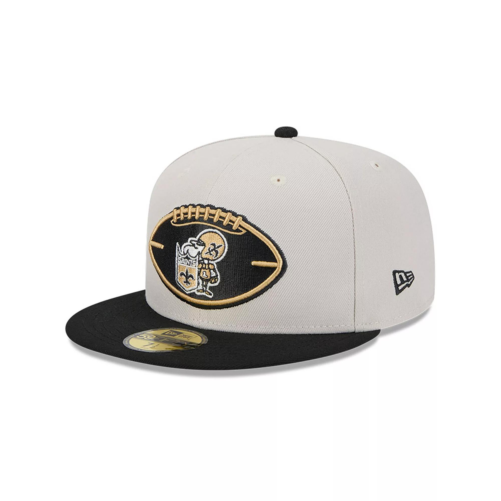 Men's New Era Stone/Black New Orleans Saints 2024 Sideline Historic 59FIFTY Fitted Hat,  Product Image