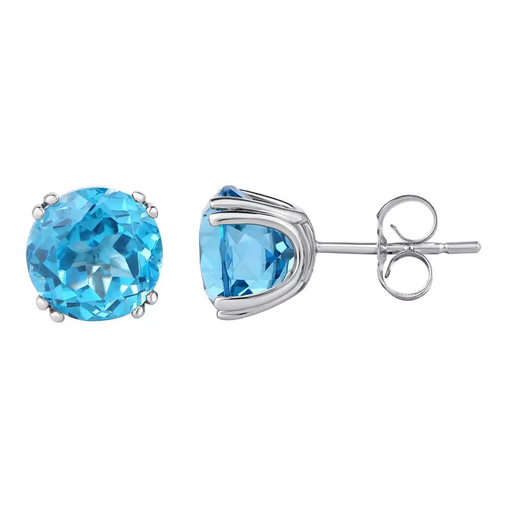 Oro Leoni 14k White Gold Blue Topaz Stud Earrings, Women's, 14k Gold Product Image