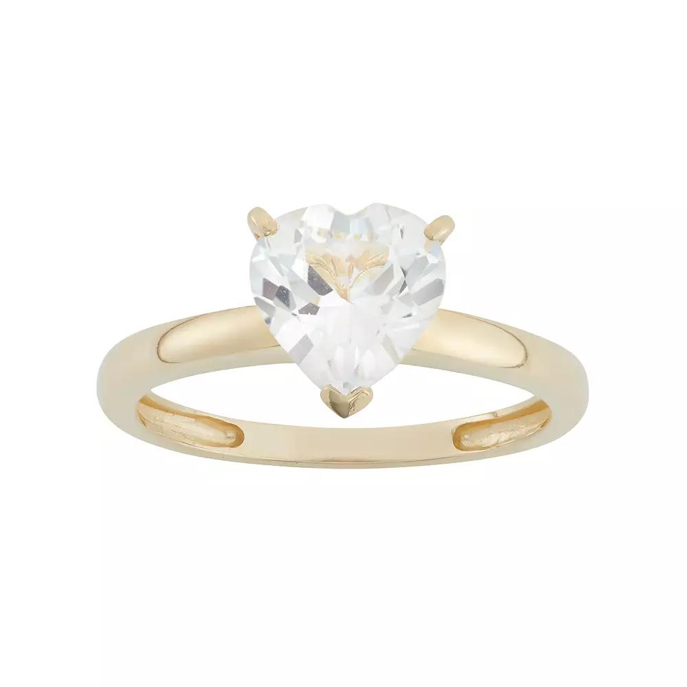 Designs by Gioelli Lab-Created White Sapphire 10k Gold Heart Ring, Womens Product Image
