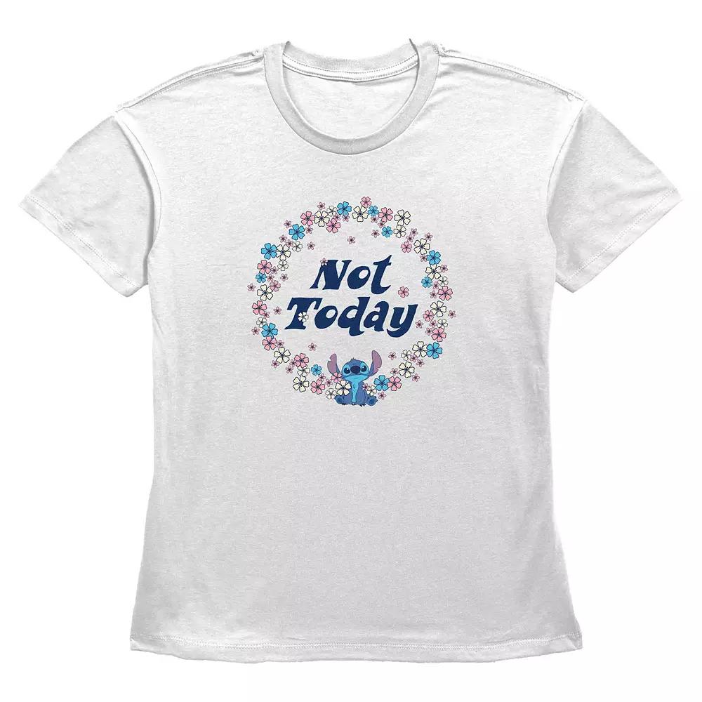 Disney's Lilo & Stitch Not Today Floral Wreath Women's Graphic Tee,  Product Image