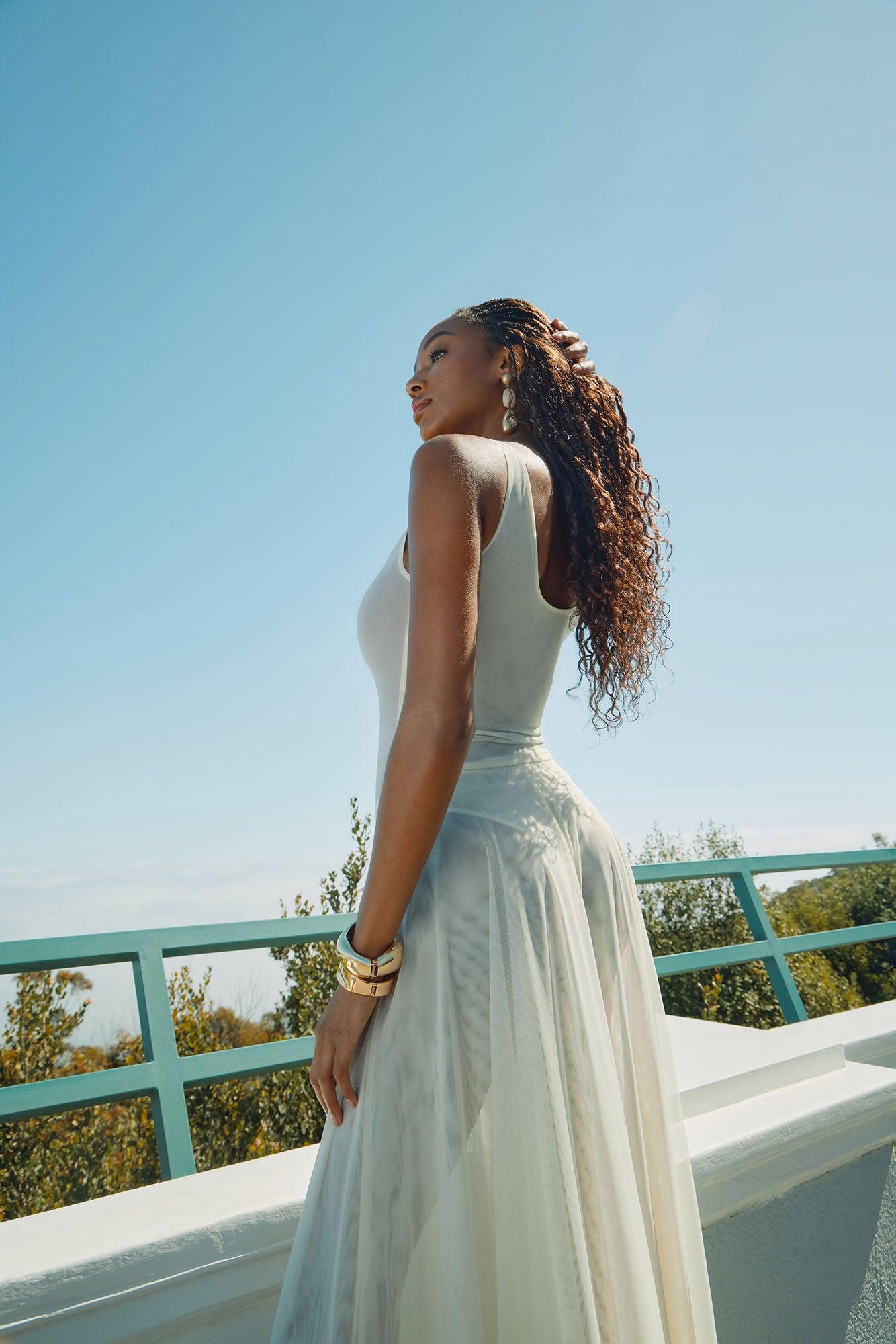 Bungalow Sheer Mesh Maxi Dress - Cream Product Image