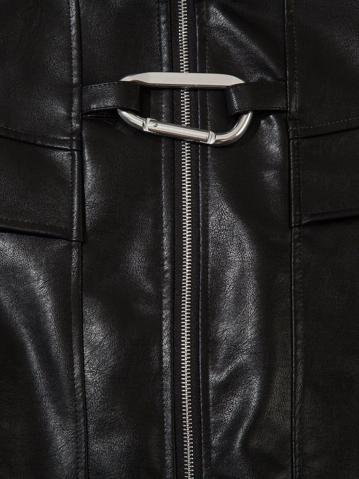 Aelfric Eden Metal Buckle Faux Leather Jacket Product Image