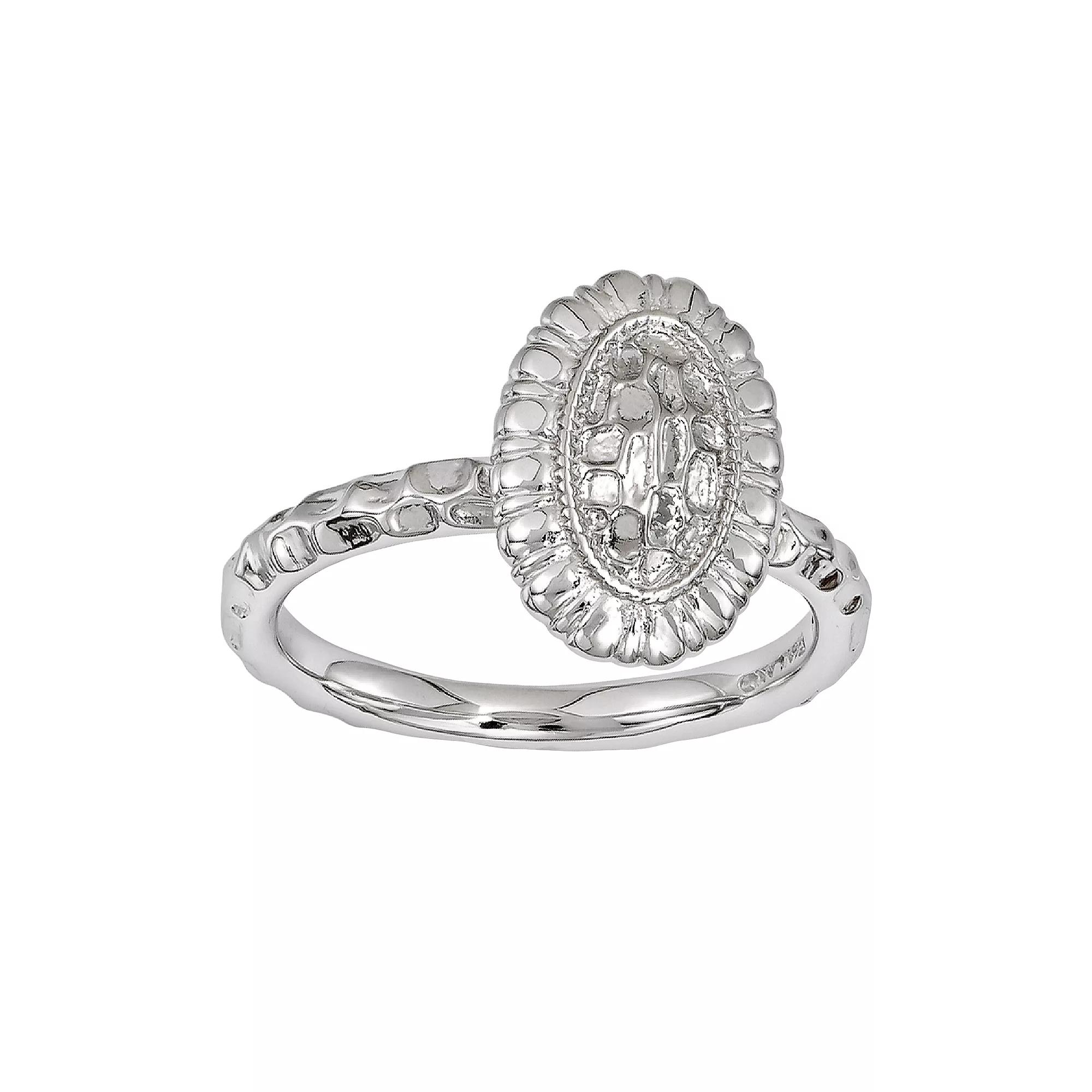 Stacks & Stones Sterling Silver Textured Frame Stack Ring, Women's, Size: 5, Grey Product Image