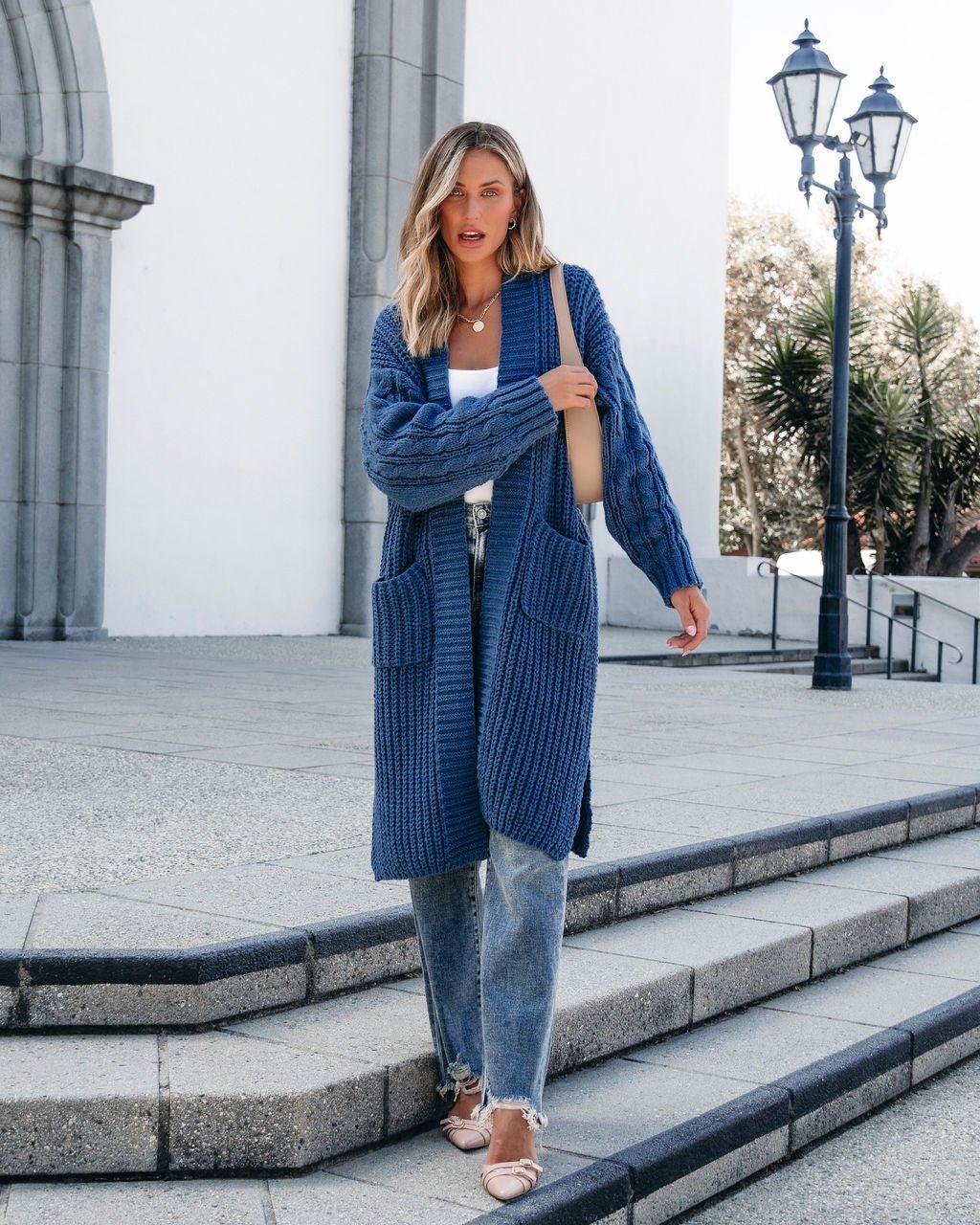 Muse By Magnolia Blue Chunky Duster Cardigan - FINAL SALE Female Product Image