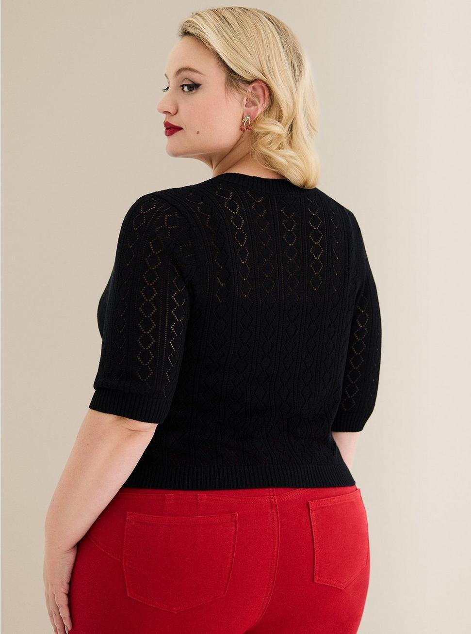 Retro Chic Pointelle Cardigan Product Image