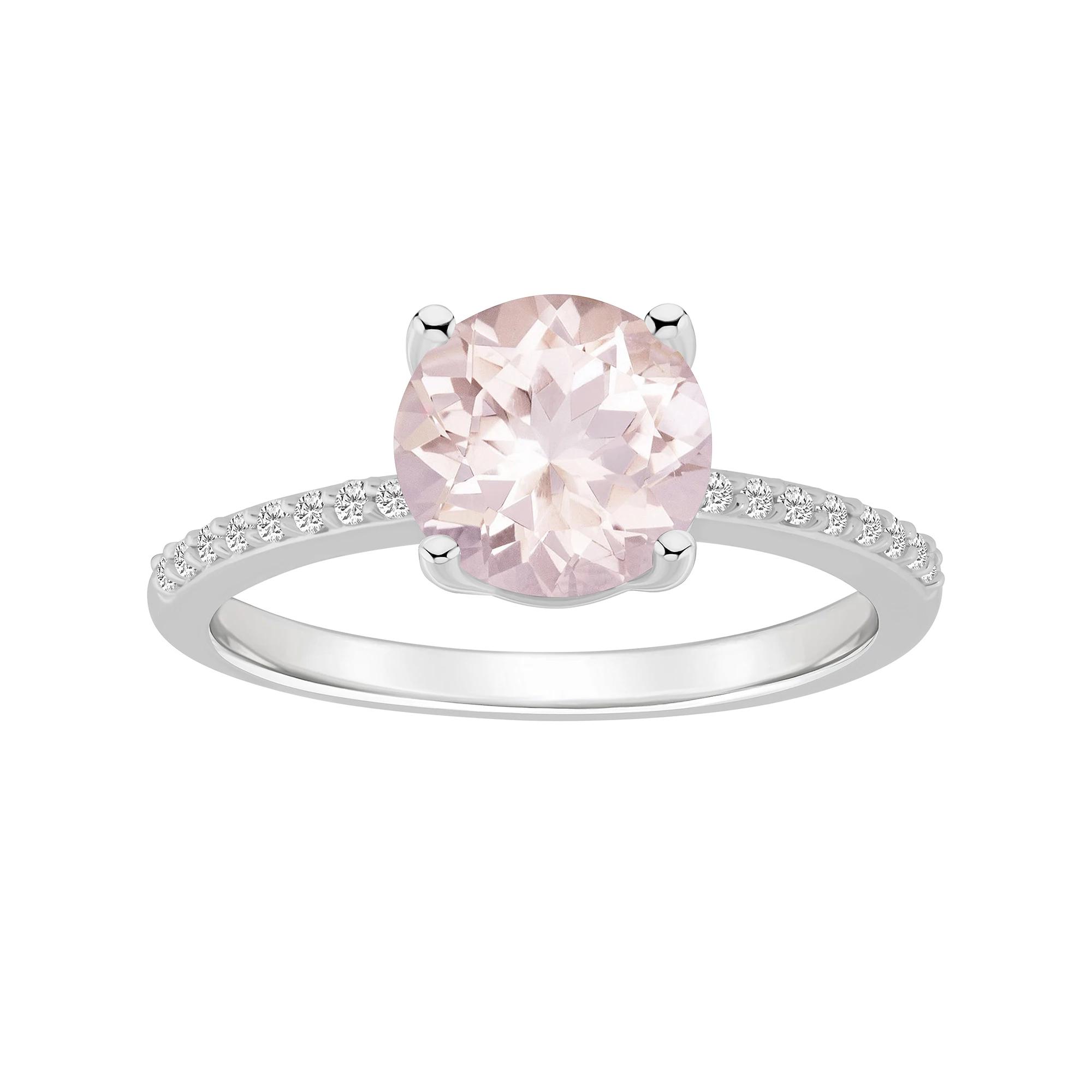 Alyson Layne 14k White Gold Round Morganite & 1/10 Carat T.W. Diamond Ring, Women's, Size: 6 Product Image