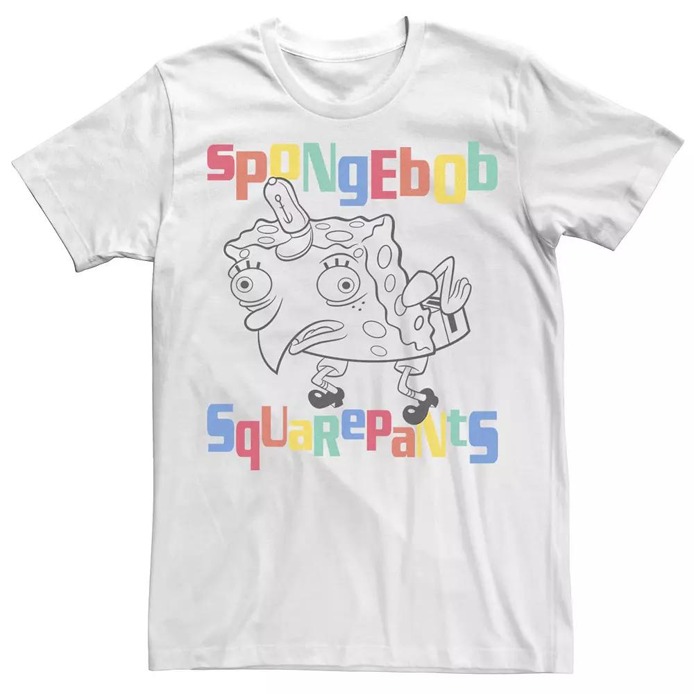 Men's Spongebob Mocking Portrait Outline Colorful Text Tee,  Product Image