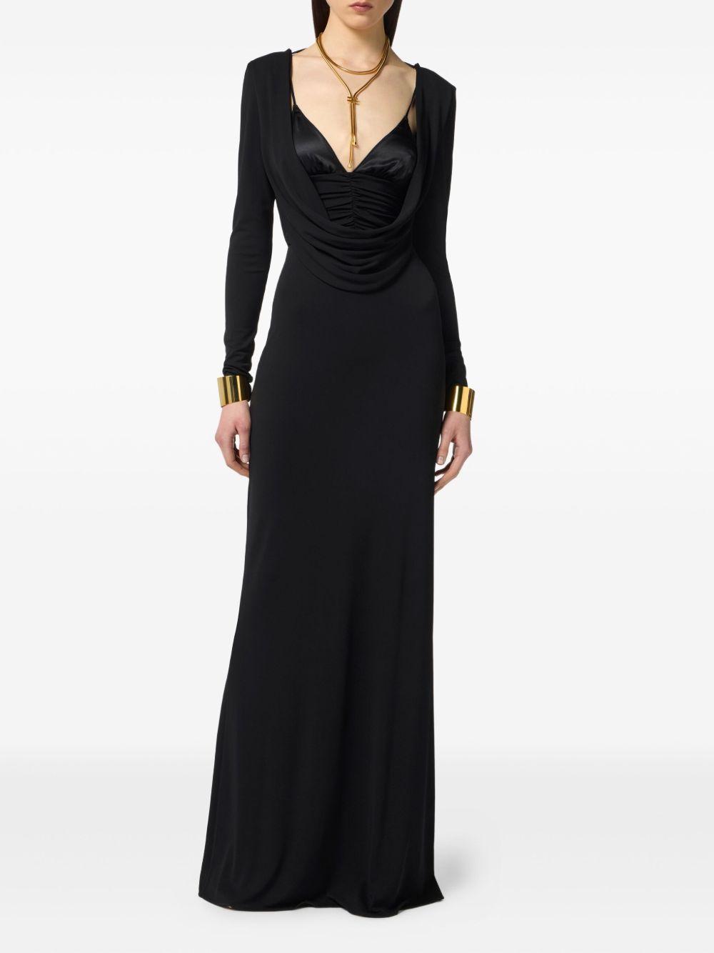 draped long-sleeve dress Product Image