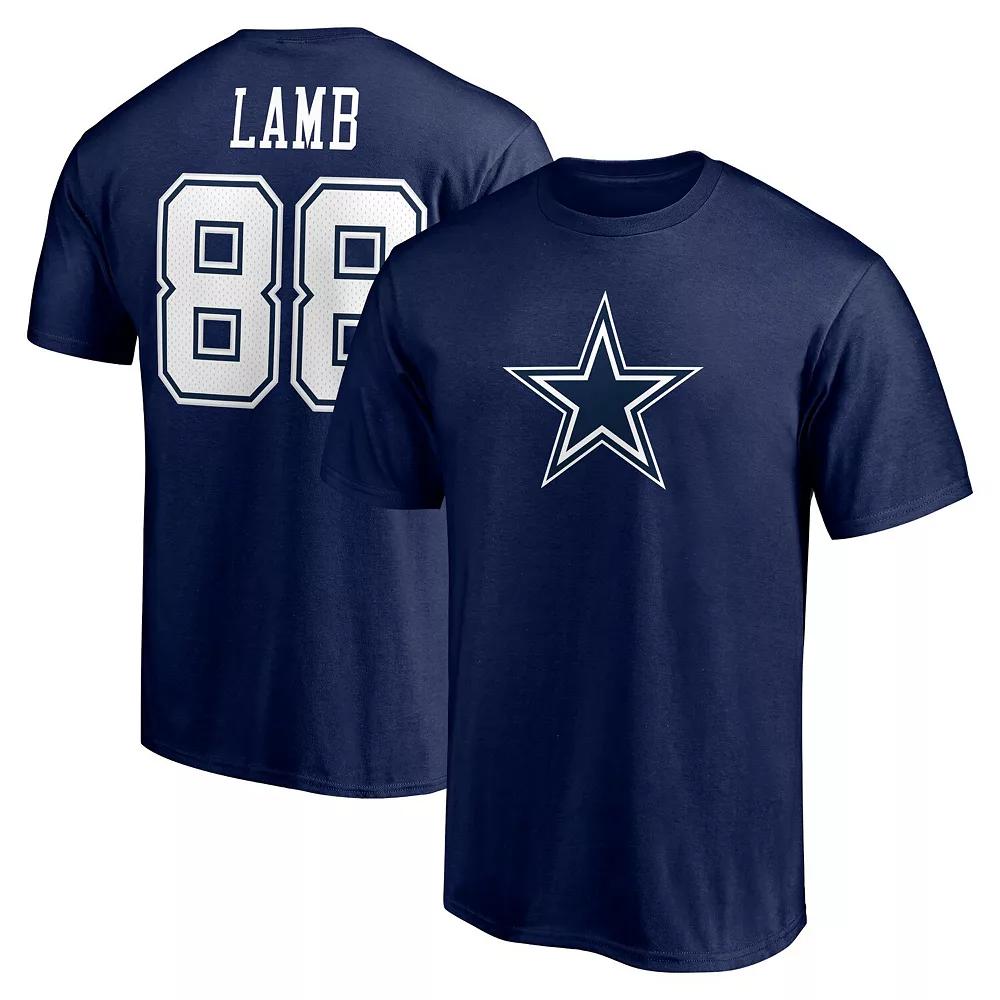 Men's Fanatics Branded CeeDee Lamb Navy Dallas Cowboys Team Player Icon Name & Number T-Shirt,  Product Image