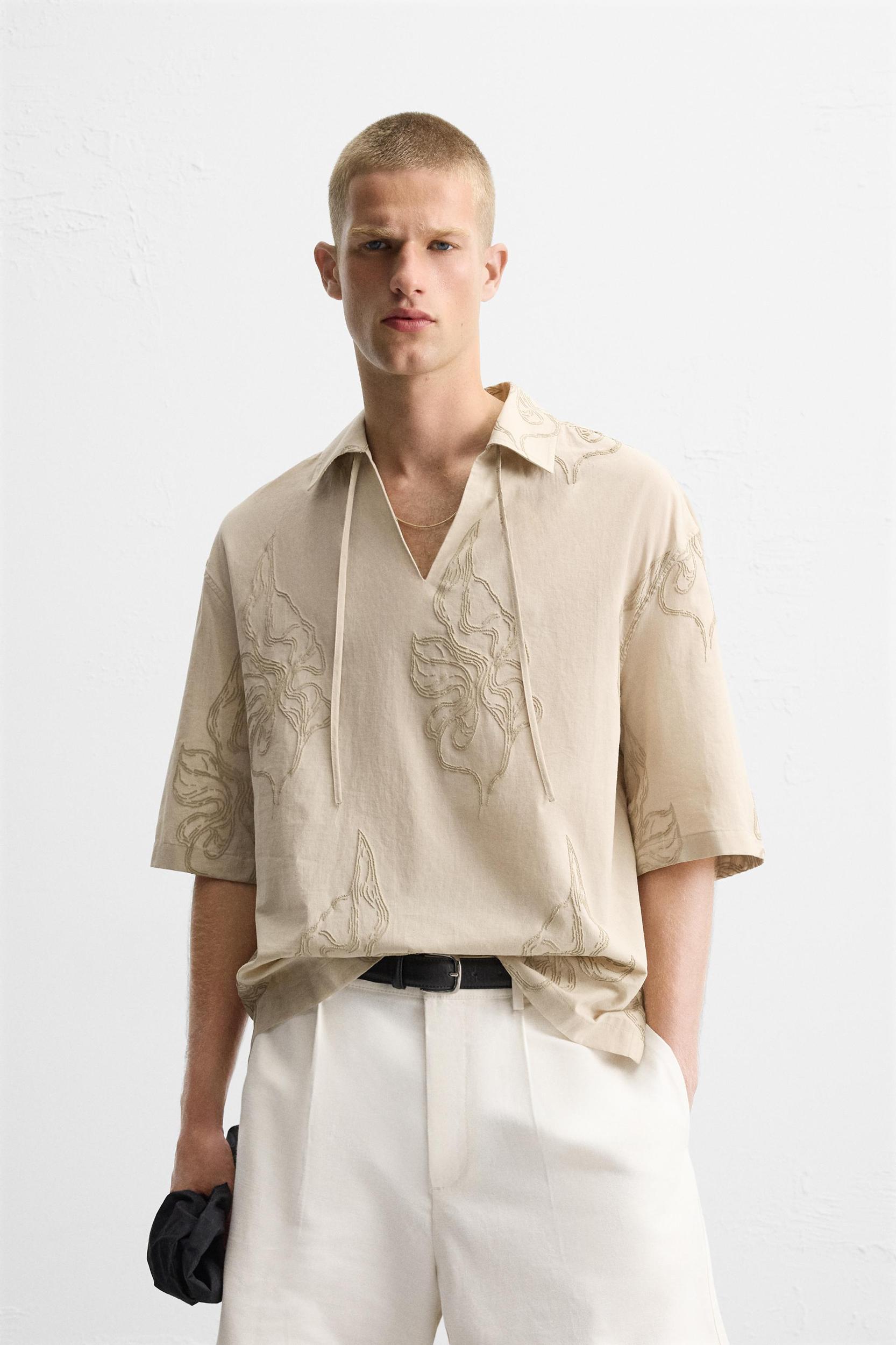 LEAF EMBROIDERED SHIRT Product Image