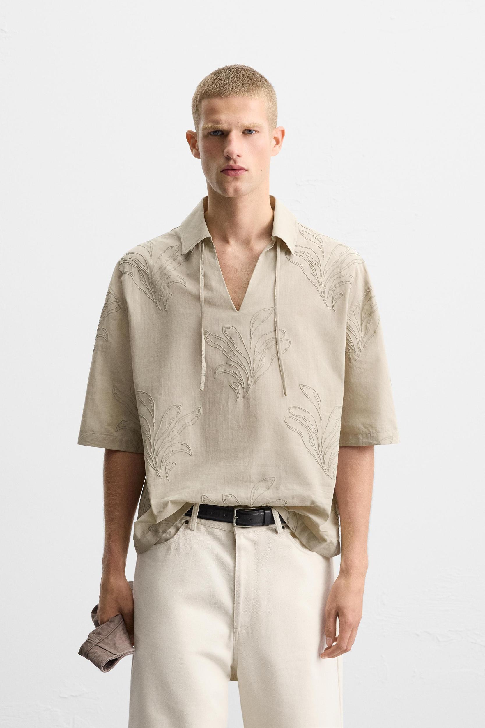 LEAF EMBROIDERED SHIRT Product Image