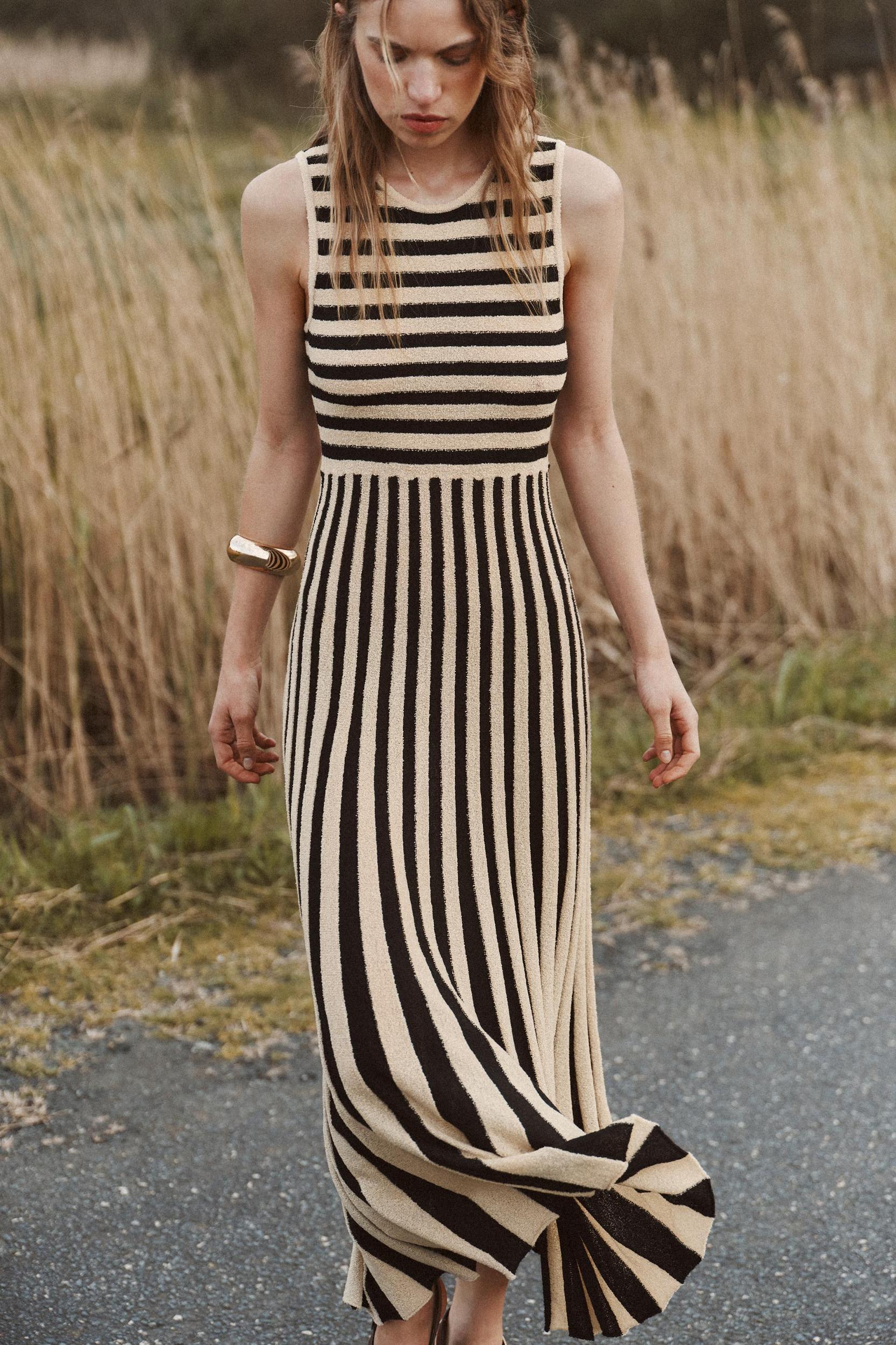 STRIPED MIDI DRESS Product Image
