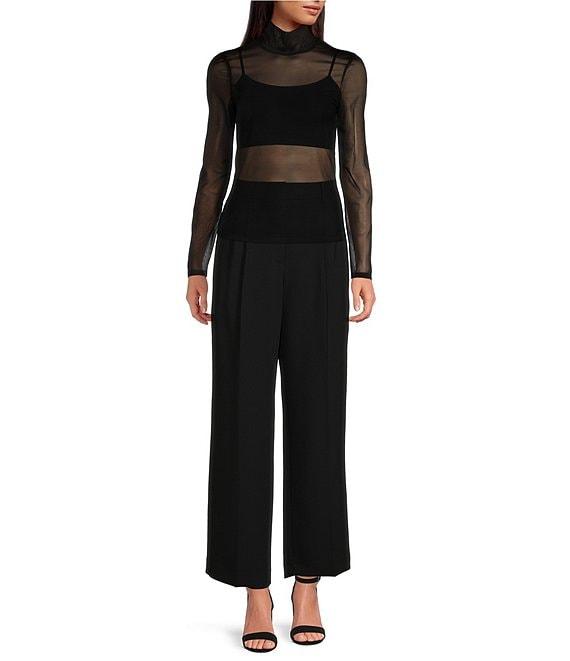 Gianni Bini Misha Mesh Long Sleeve Turtleneck Knit Top Product Image