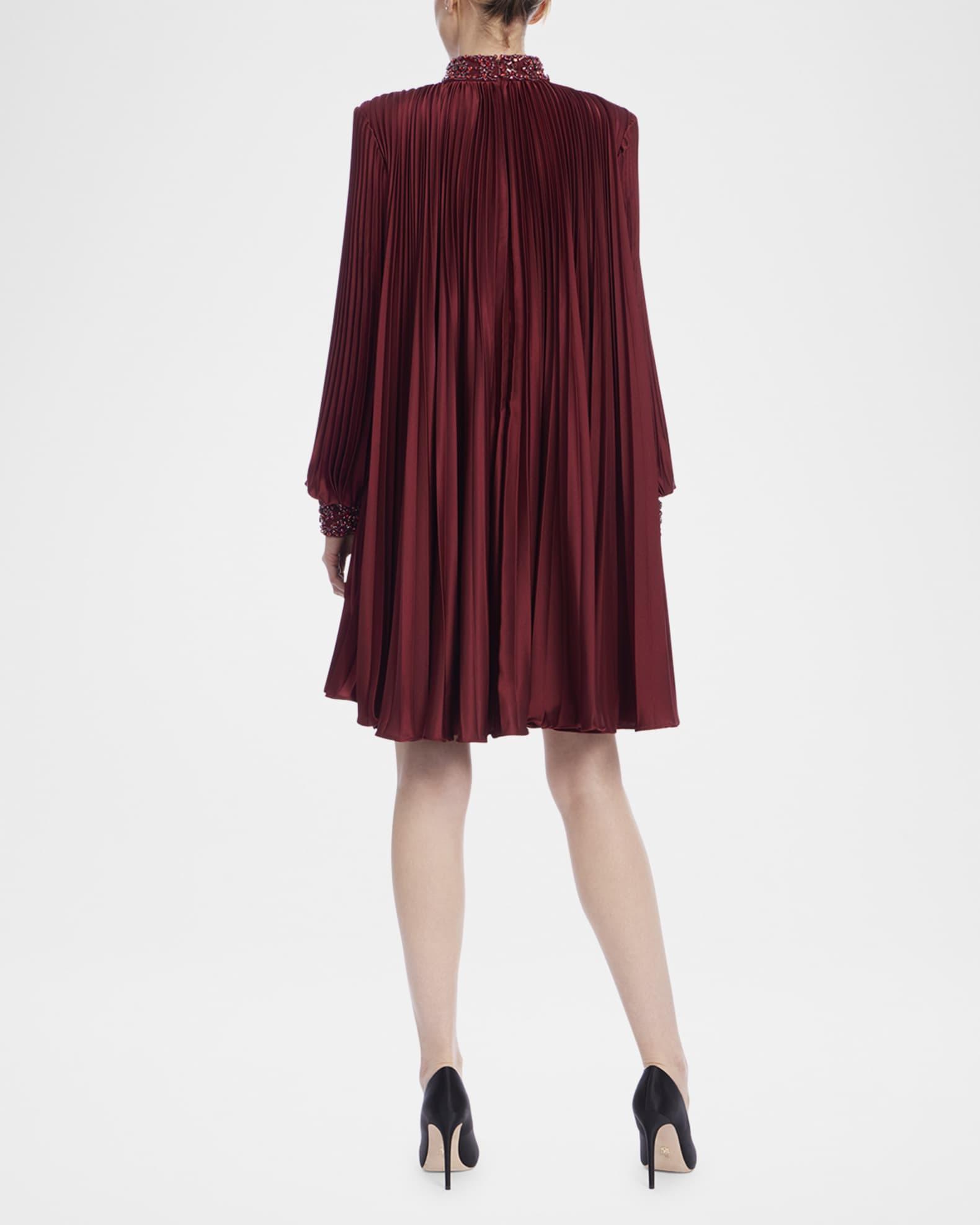 Pleated Bead-Embellished Mini Dress Product Image