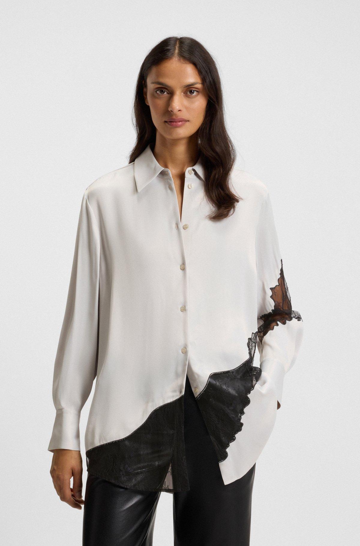 Regular-fit blouse with lace details Product Image