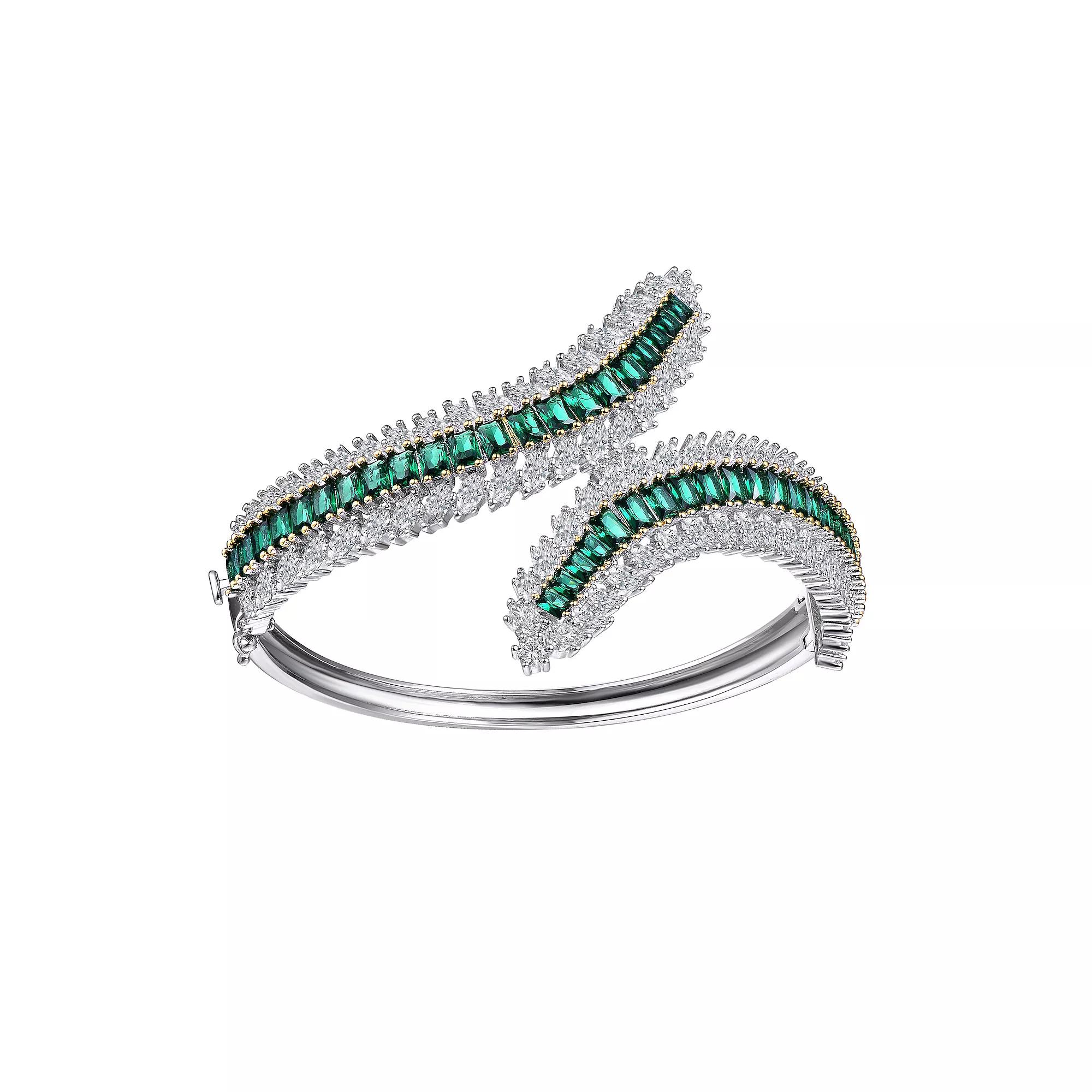 Sterling Silver Cubic Zirconia Wide Bangle Bracelet, Women's,  Product Image