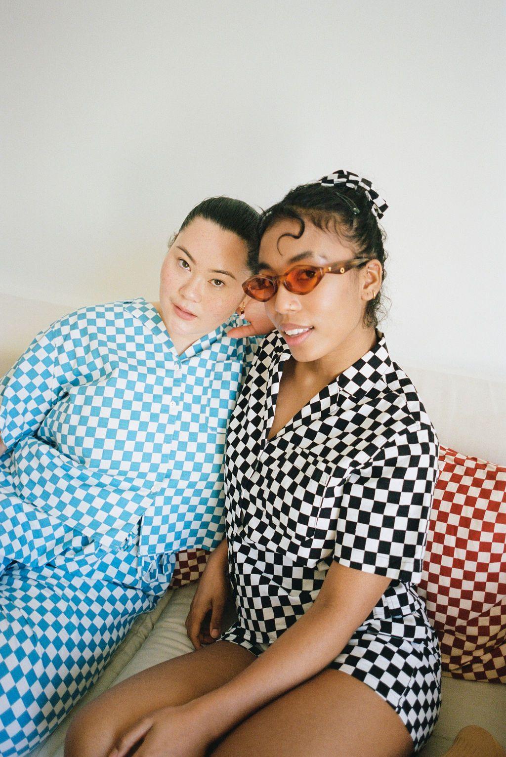 Long Lounge BOTTOM ONLY - Aqua Check Product Image