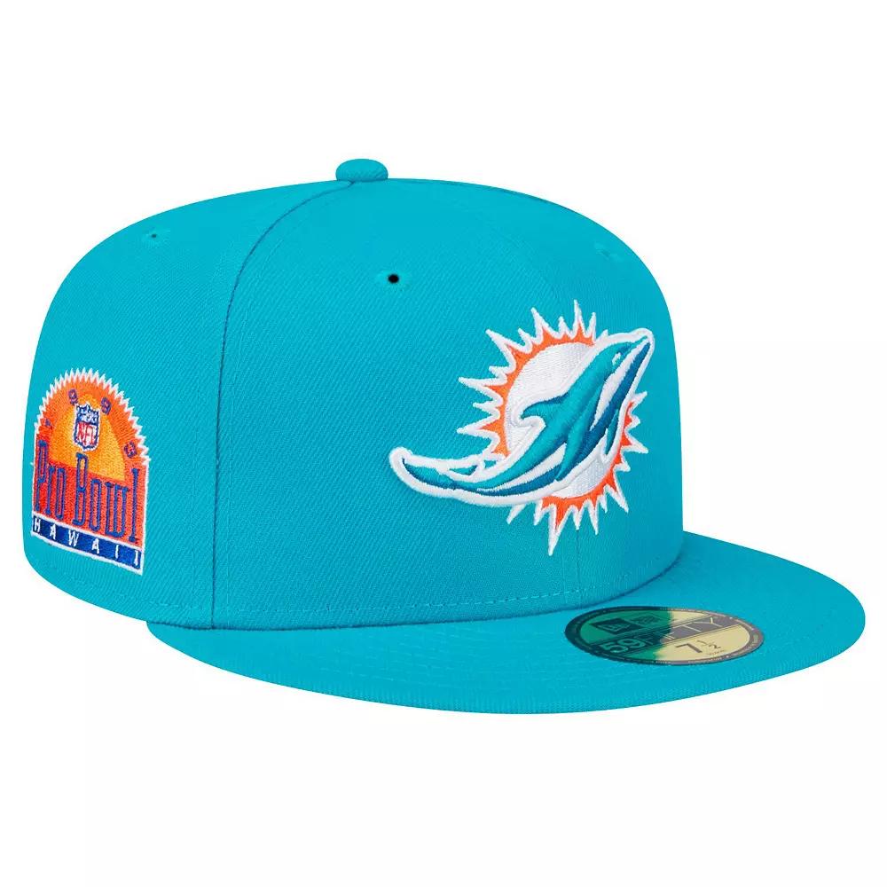 Men's New Era Aqua Miami Dolphins Main Patch 59FIFTY Fitted Hat,  Product Image