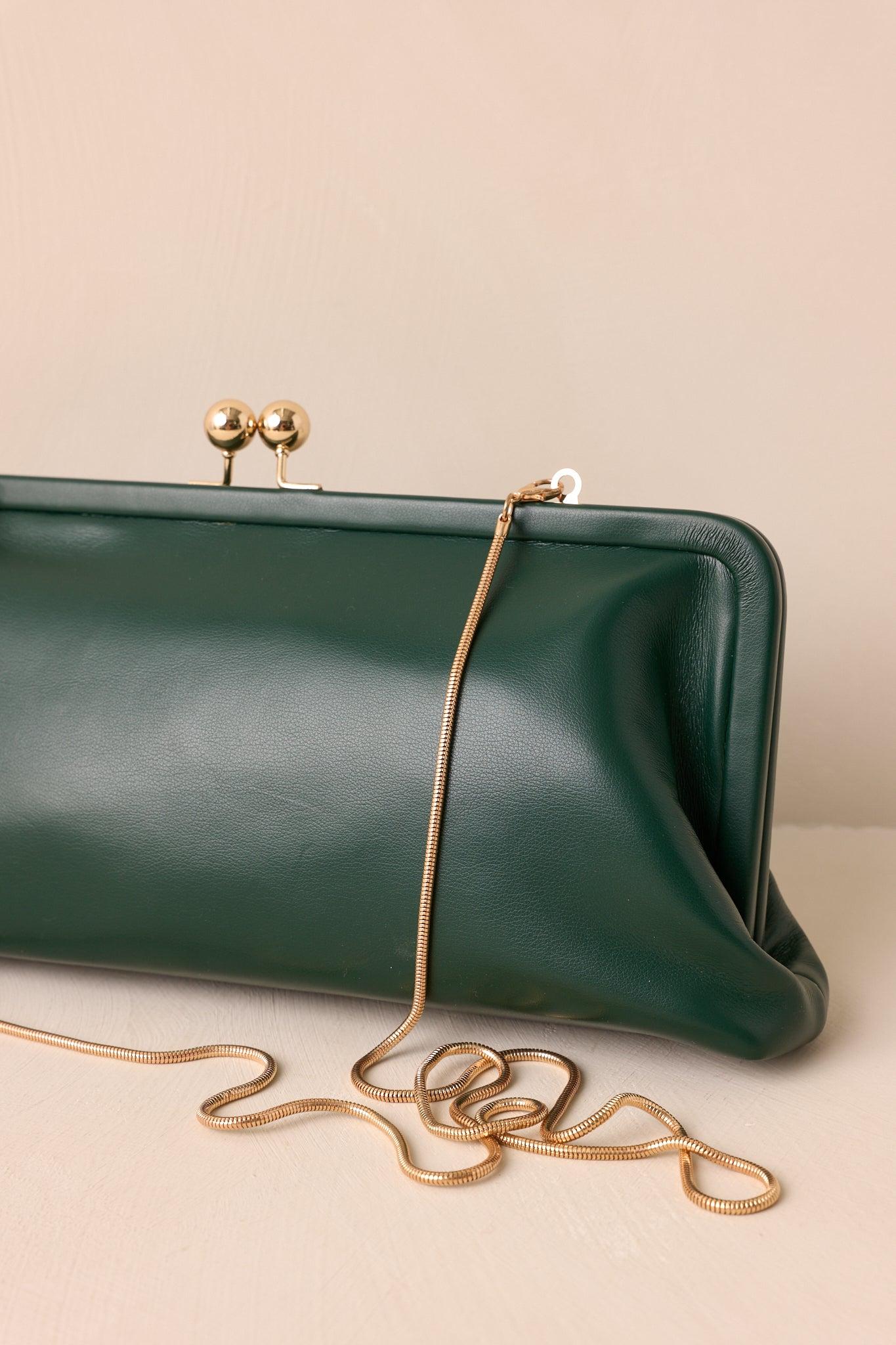 In Case You Missed It Forest Green Faux Leather Clutch Handbag Product Image