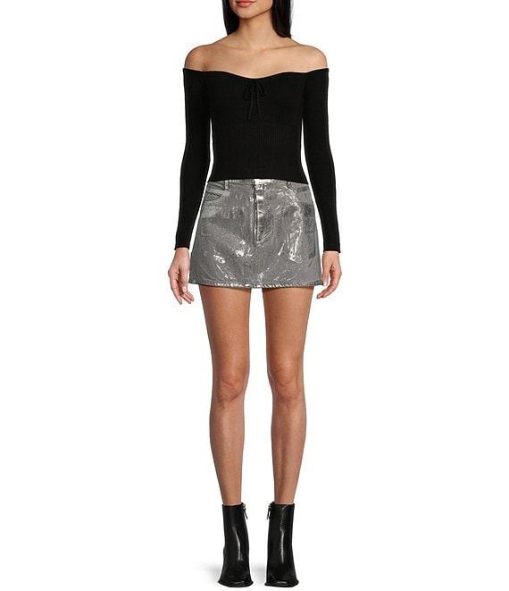 GB Denim Foiled Mini Skirt Product Image