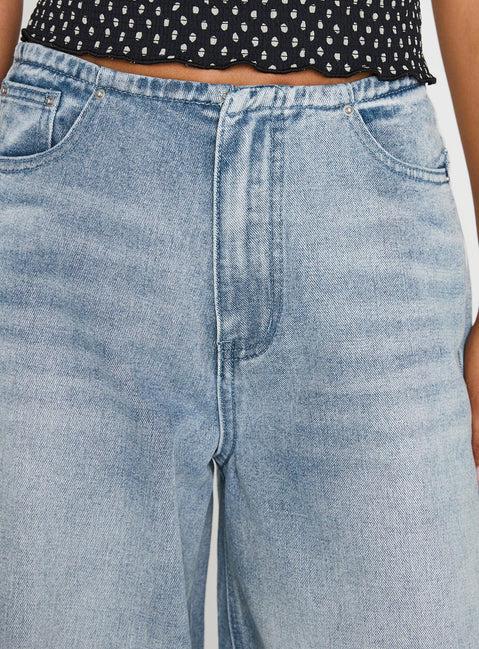 Bowe Low Rise Wide Leg Jeans Blue Product Image