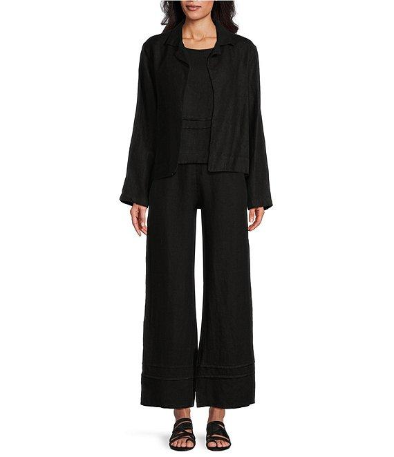 Bryn Walker Lewis Linen Round Notch Lapel Neck Long Sleeve Open-Front Jacket Product Image