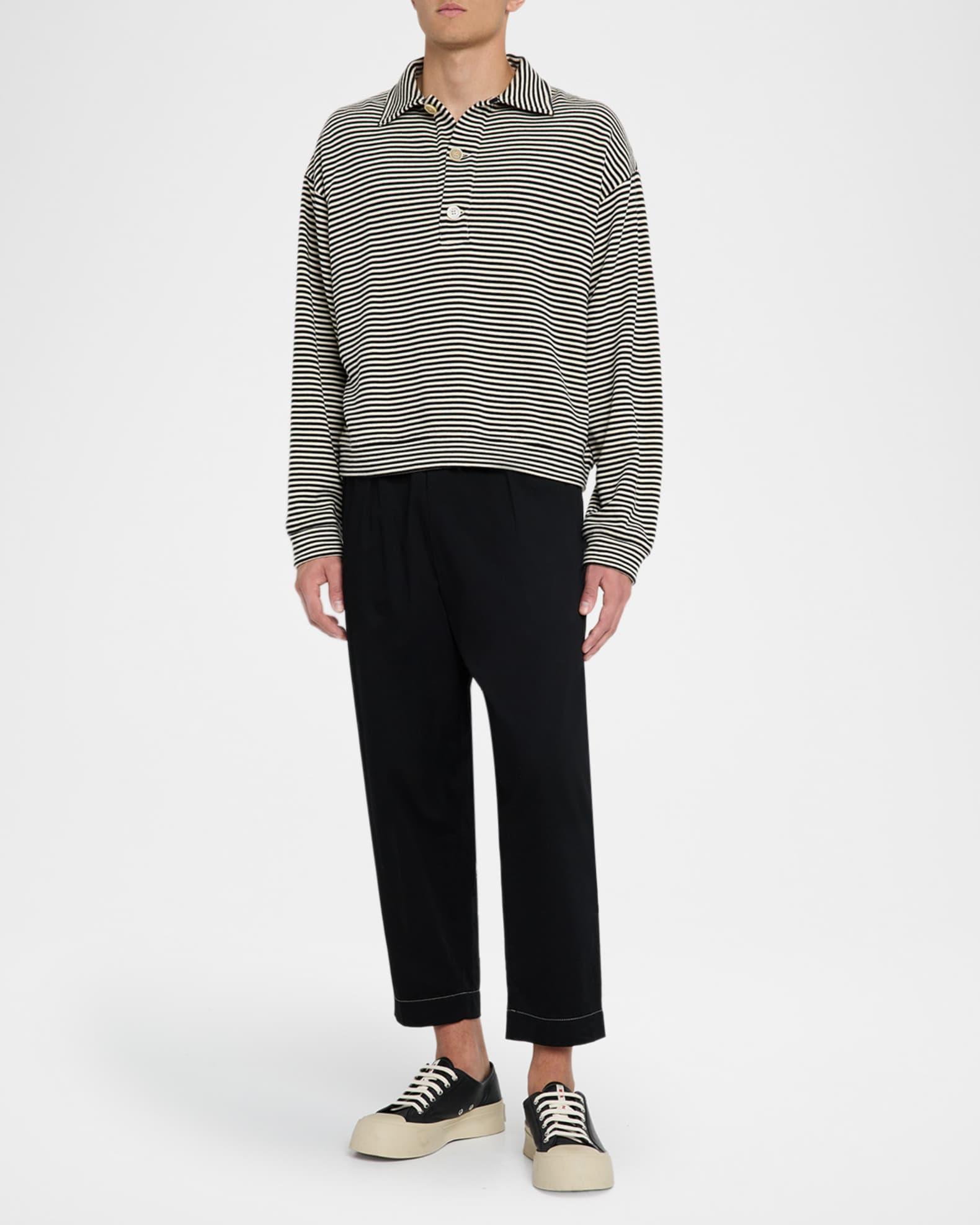 Men's Sailor Stripe Cotton Polo Sweatshirt Product Image