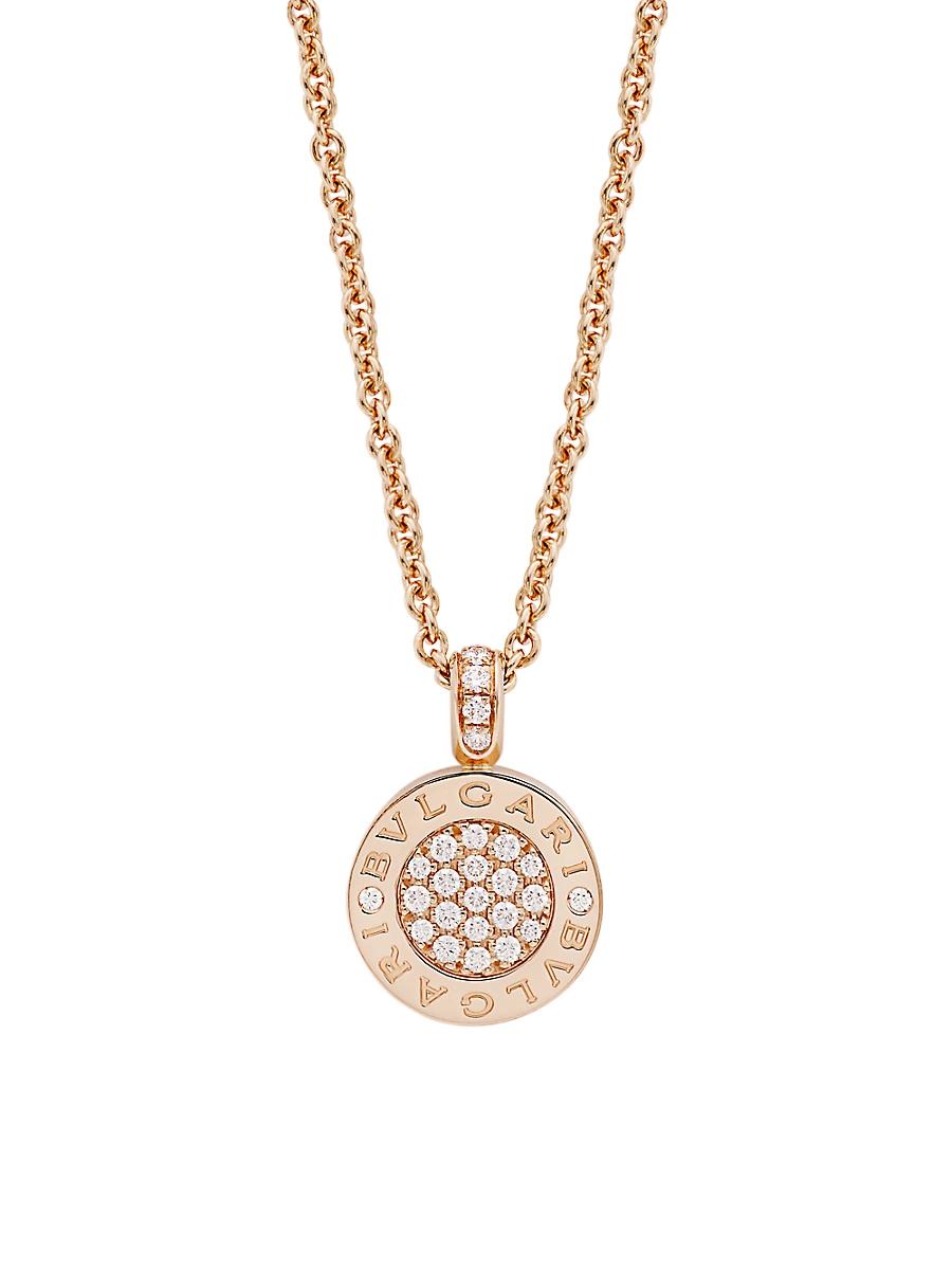 Womens Classic 18K Rose Gold, Jade & Diamond Pendant Necklace Product Image
