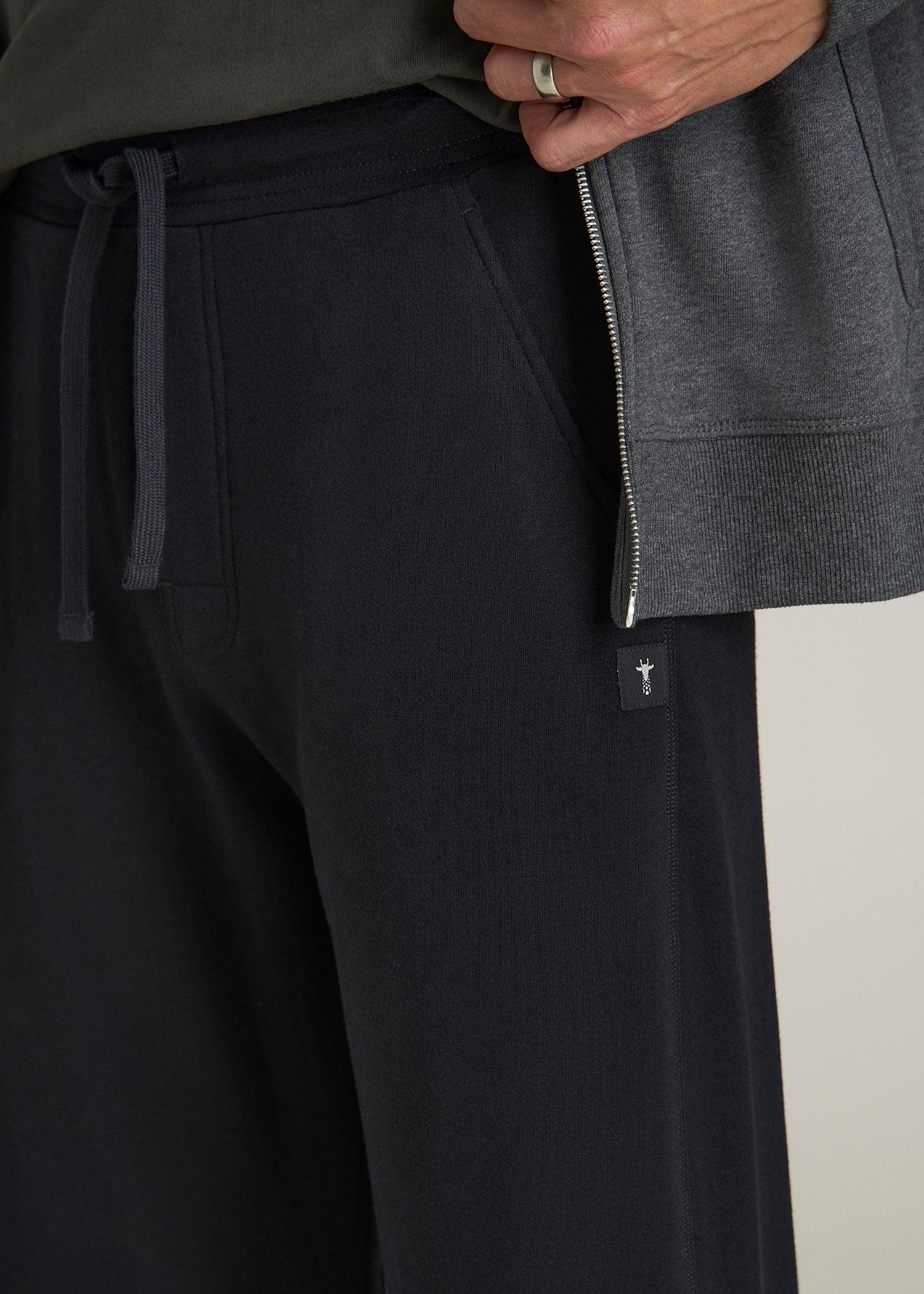 Open-Bottom Pajama Pants for Tall Men in Black Male Product Image