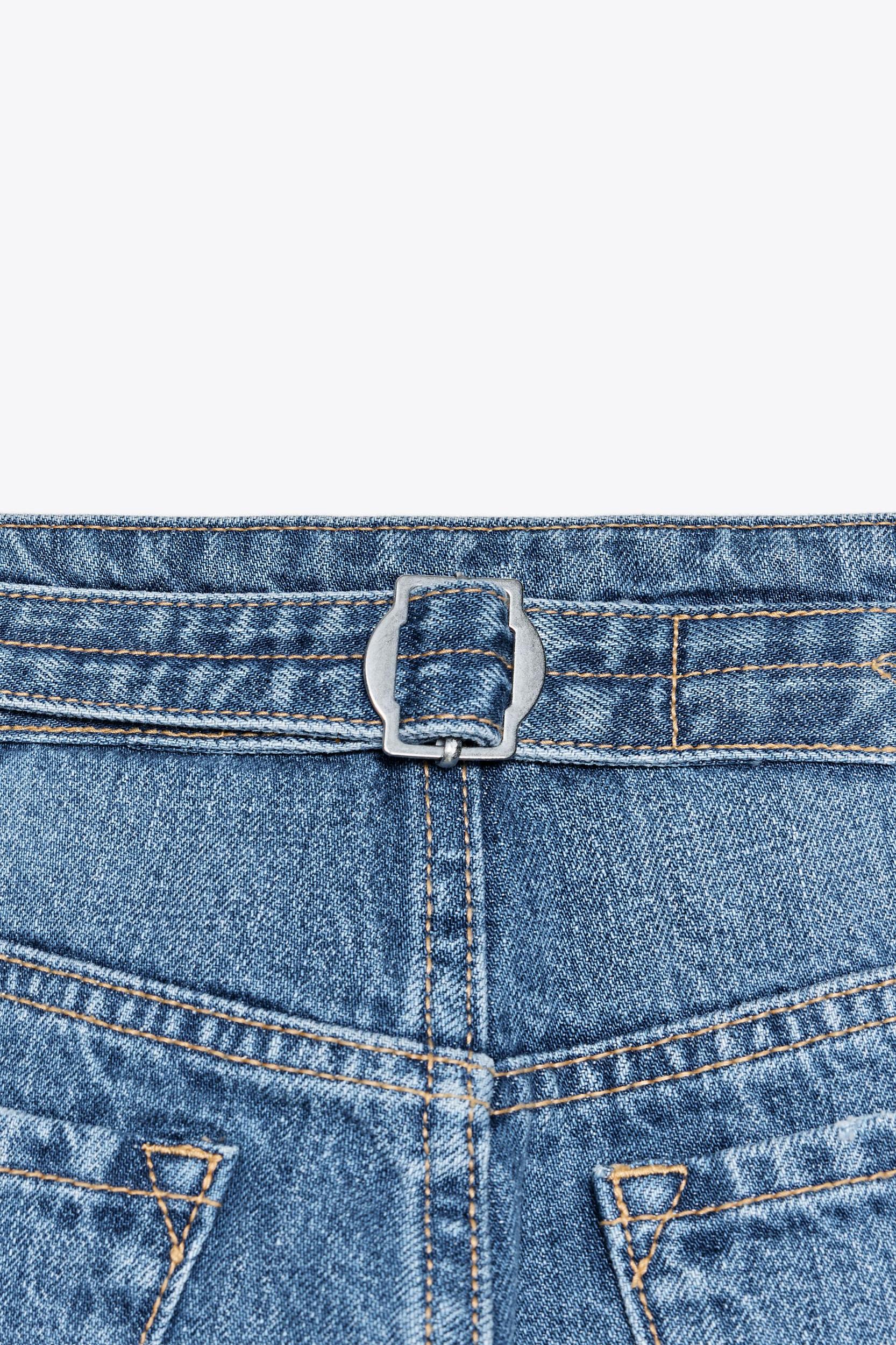MID-RISE TRF BELT LOOP DENIM SHORTS Product Image