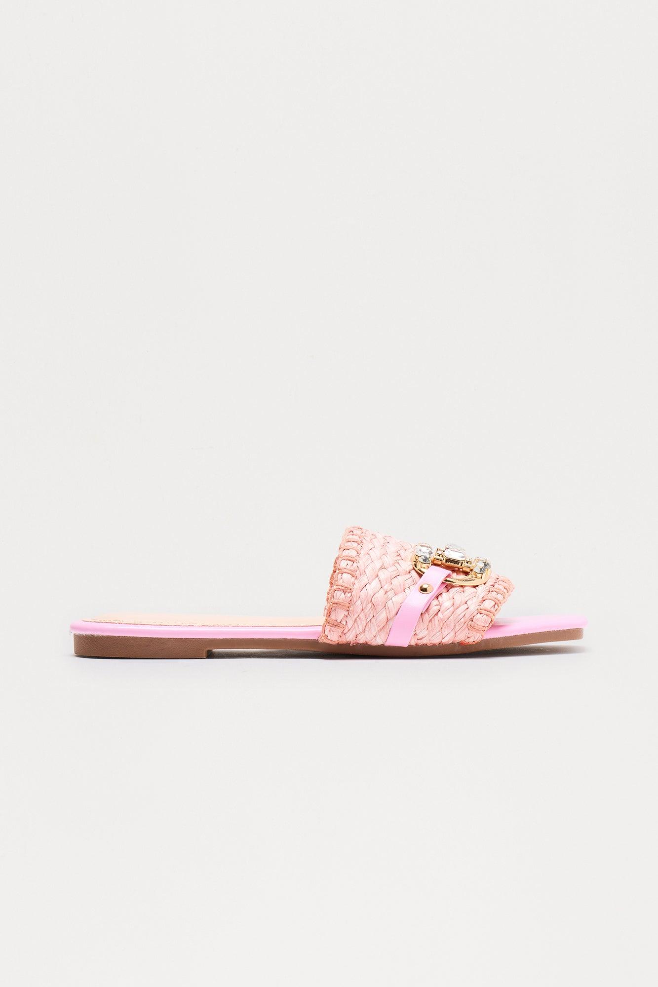 Ela Raffia Hardware Sandals - Pink Female Product Image