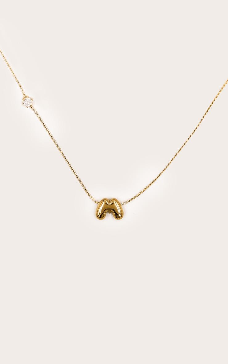 Gold Water Resistant Bubble Initial M Necklace Product Image