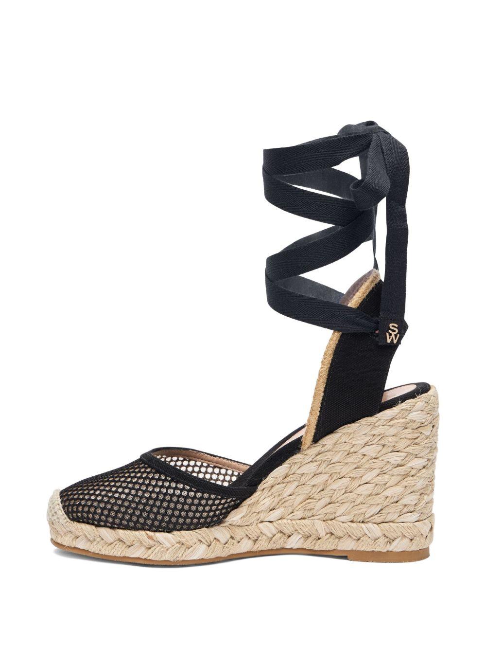 lace-up mesh wedge sandals Product Image