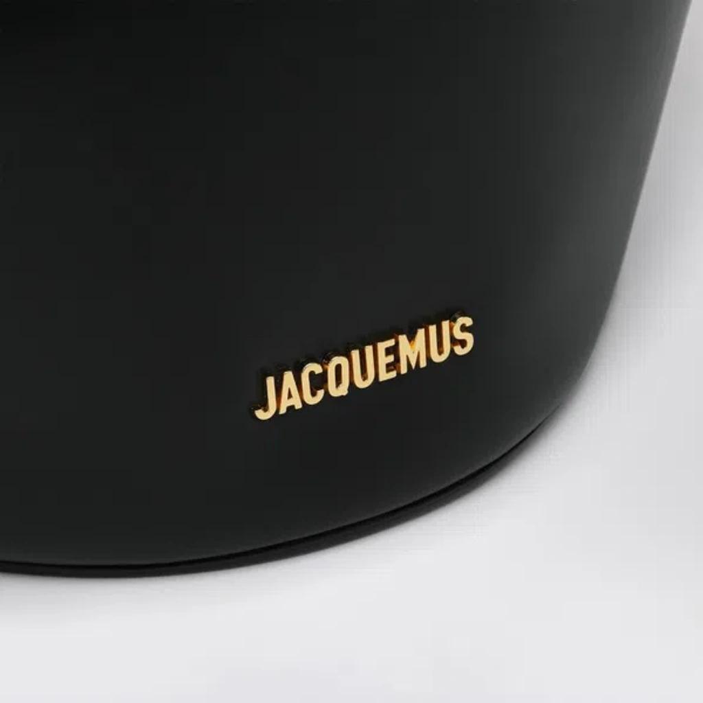 JACQUEMUS The Medium Bambola Asymmetric Leather Bucket Bag In Black 990 Product Image