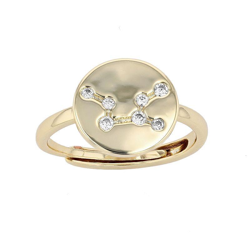 City Luxe Horoscope Cubic Zirconia Disk Horoscope Adjustable Ring, Women's, Gold Tone Scorpio Product Image