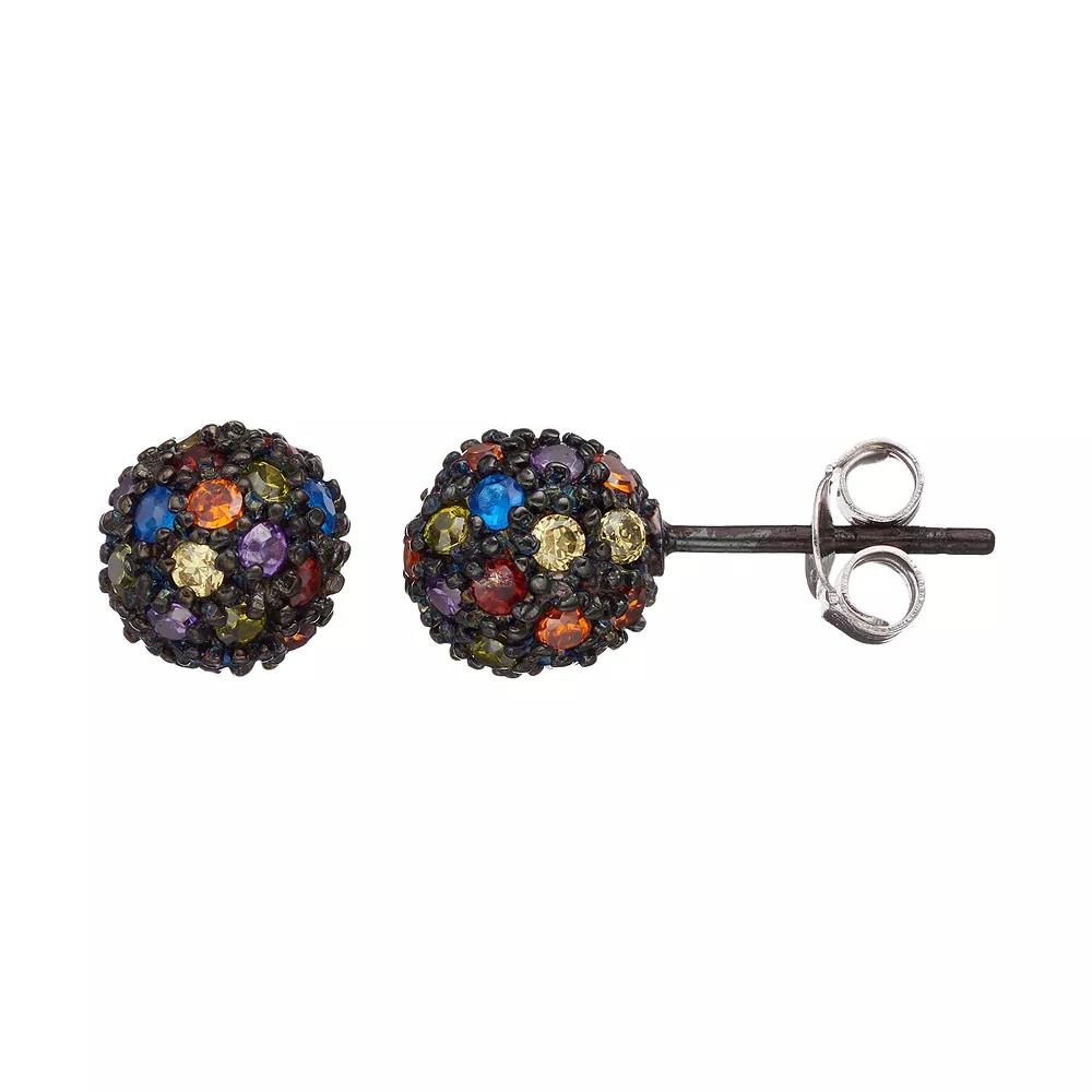 Sophie Miller Cubic Zirconia & Lab-Created Blue Spinel Ball Stud Earrings, Womens, Multicolor Product Image
