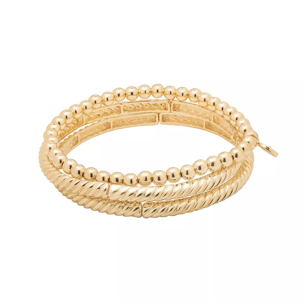 Emberly Gold Tone 3-pk Stretch Bracelet Set, Women's, None Product Image