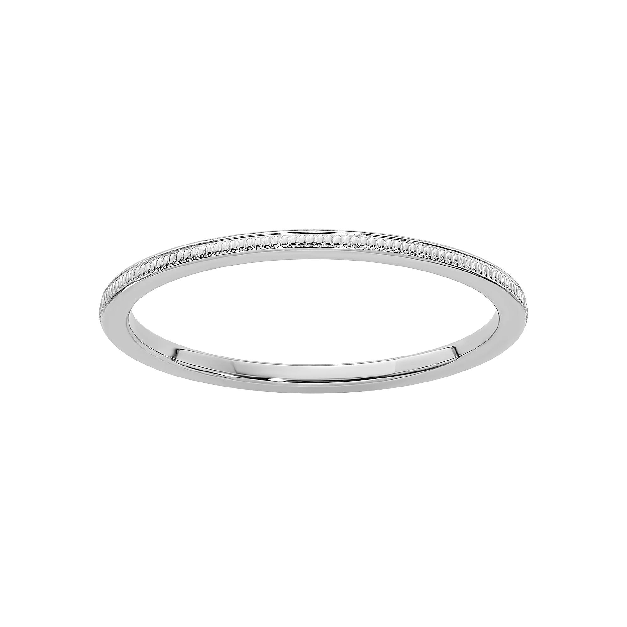 Stacks & Stones 10k Gold 1.2 mm Milgrain Stackable Band, Womens 10k White Gold Product Image