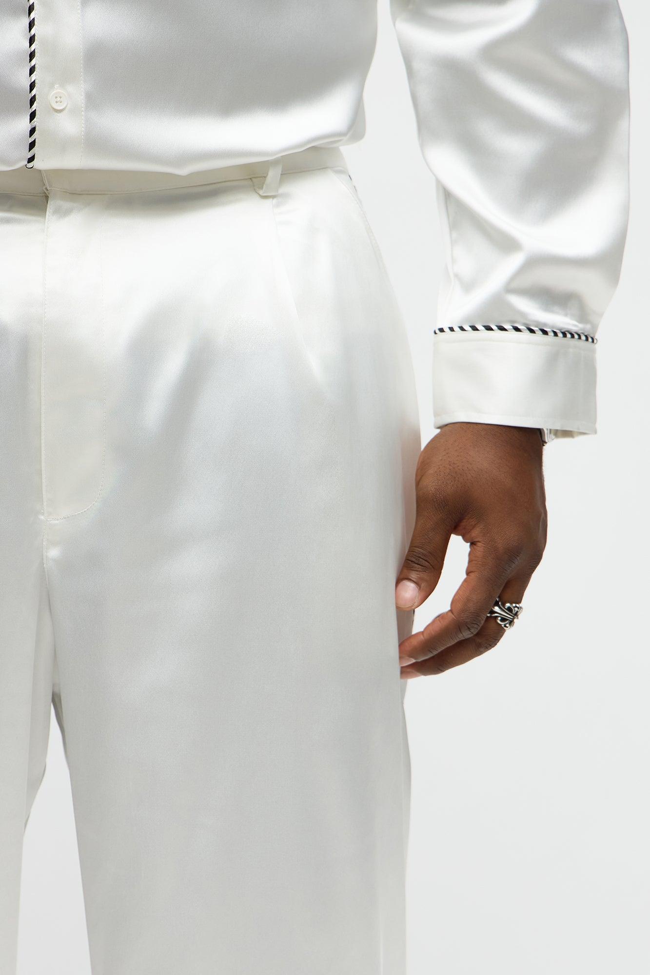 Relaxed Luxe Track Trousers - White Male Product Image