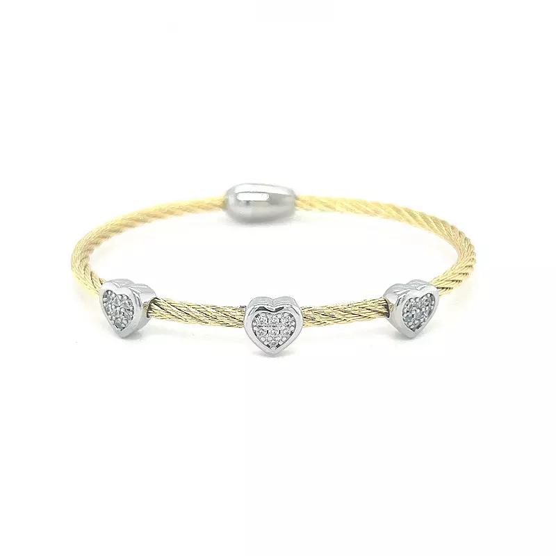 Juvell Two Tone 18k Gold Plated Cubic Zirconia Bangle Bracelet, Women's,  Product Image