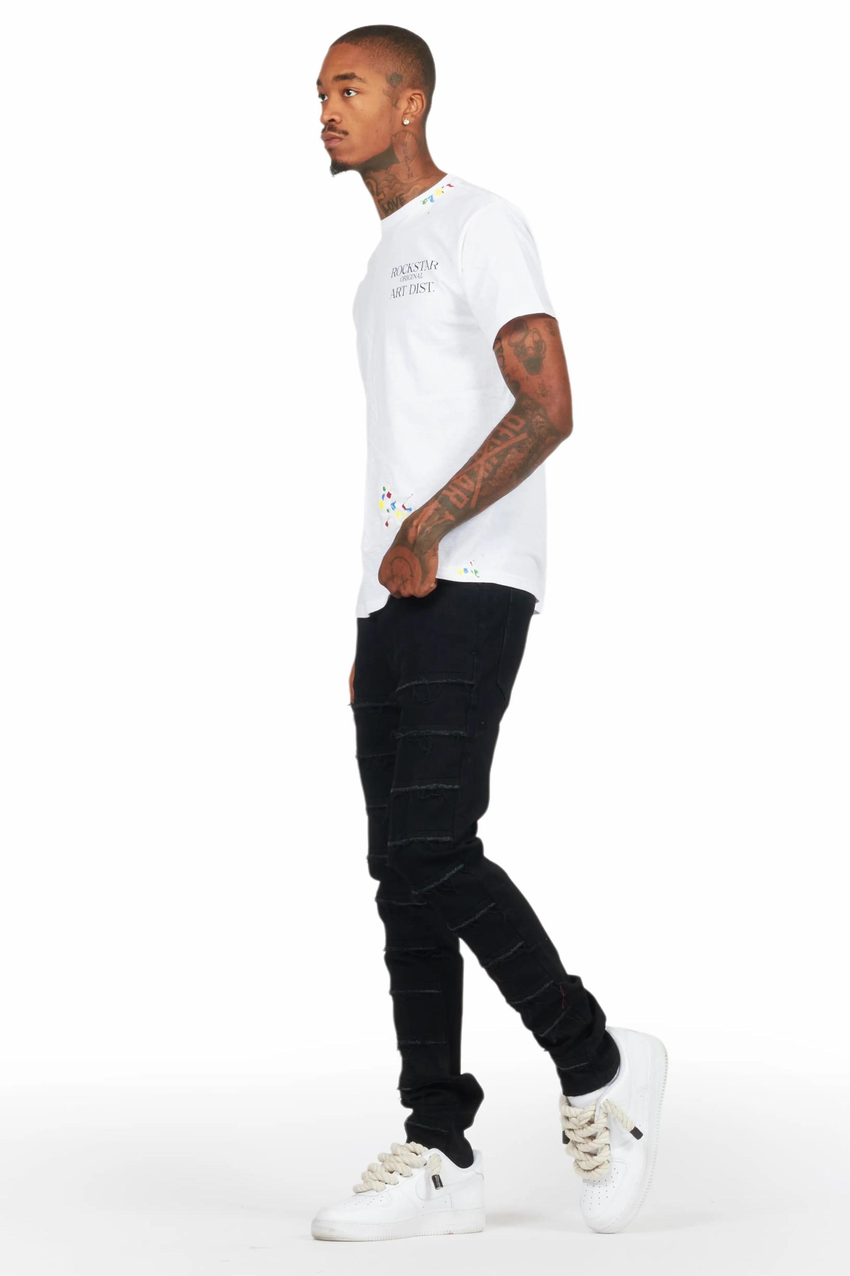 Waylon Jet Black  Frayed Slim Fit Jean Male Product Image