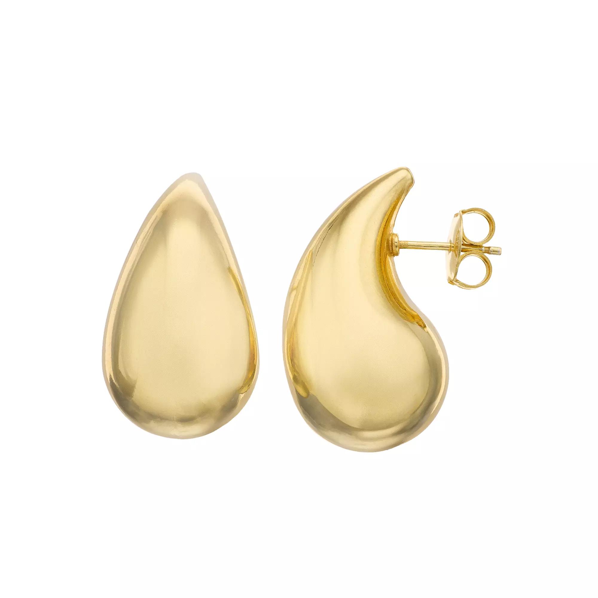 Sterling Silver Gold Tone Tear Drop Earrings, Women's Product Image
