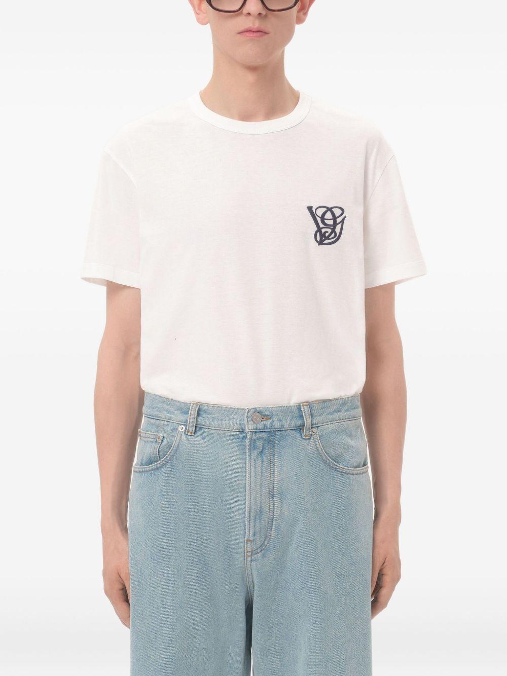 VALENTINO Logo Embroidery Crew Neck Short Sleeves T-shirt In White Product Image