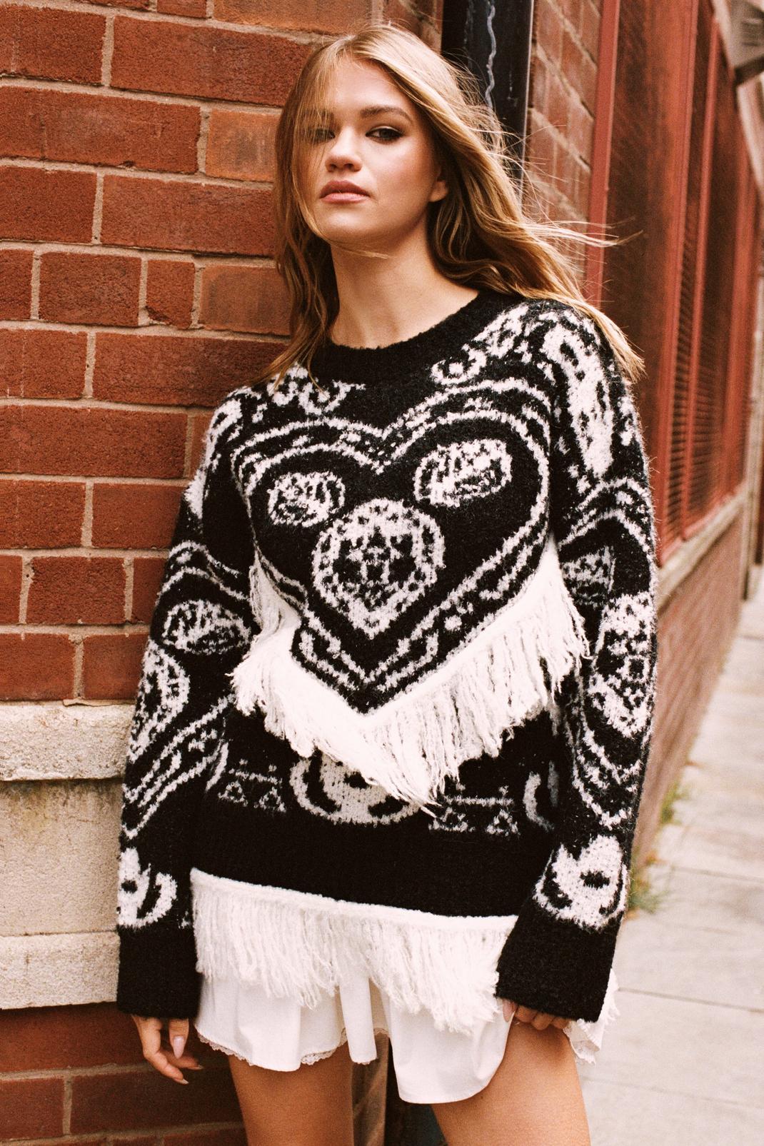 Mono Fringe Intarsia Sweater Product Image