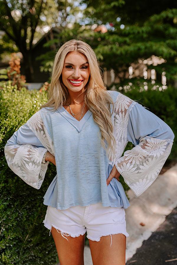 Tucson Market Knit Top in Sky Blue Product Image