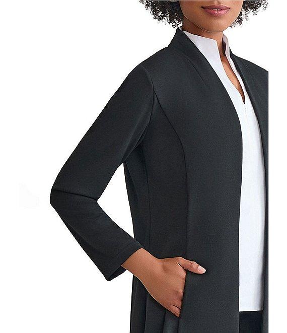 Ming Wang Stretch Crepe Modified Mandarin Open Front Bracelet Sleeve Jacket Product Image