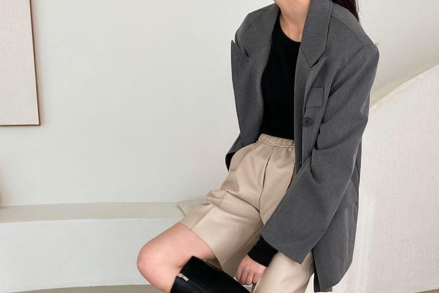 Faux-Leather Zip-Up Tall Boots Product Image